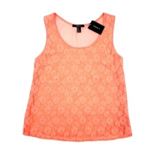 Forever 21 Lace Front. Sheer Back Sleeveless Blouse Tank Top